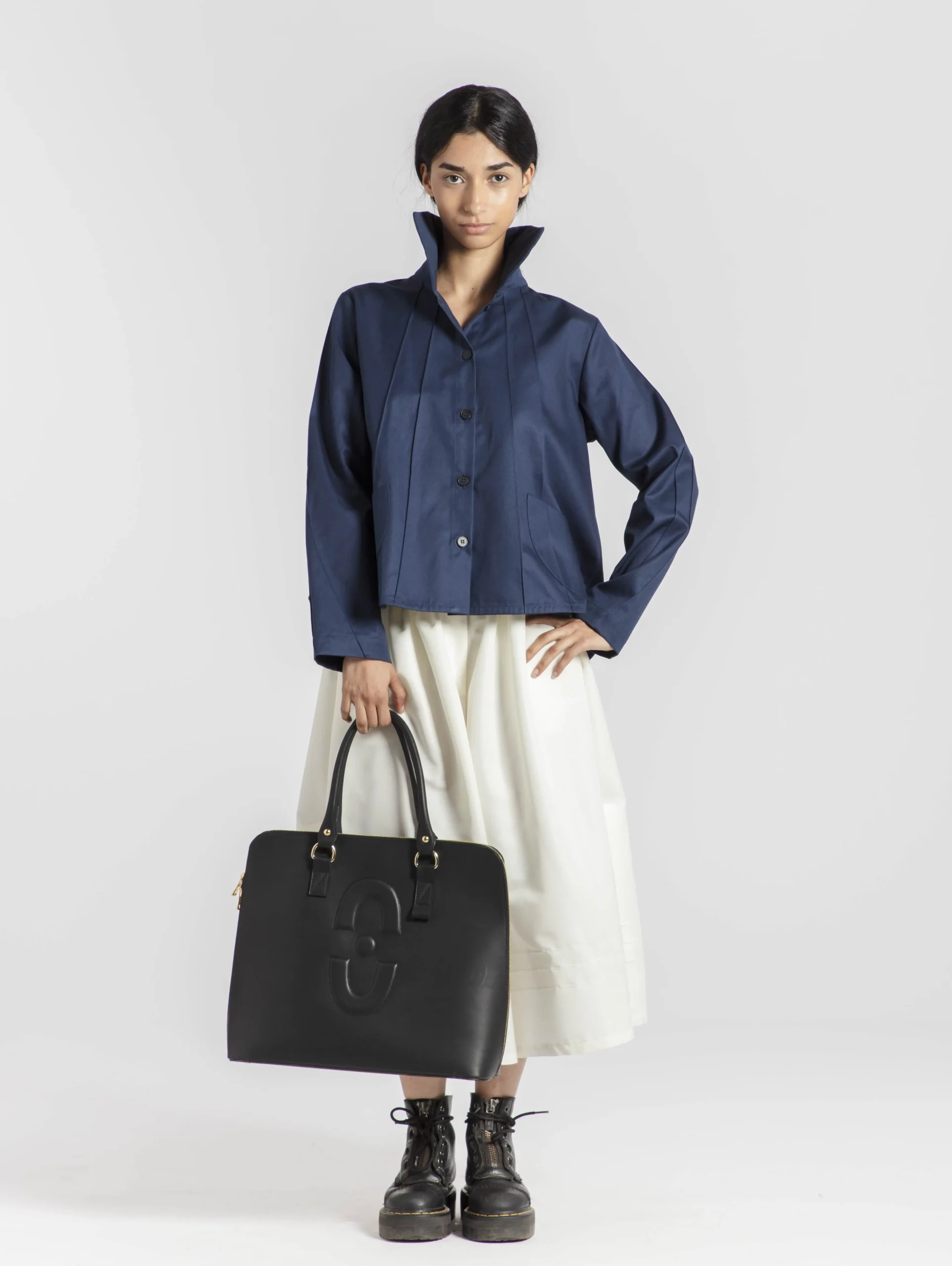 veste-unisex-shizuka-createur-japonais-coton-gabardine-bleu-face