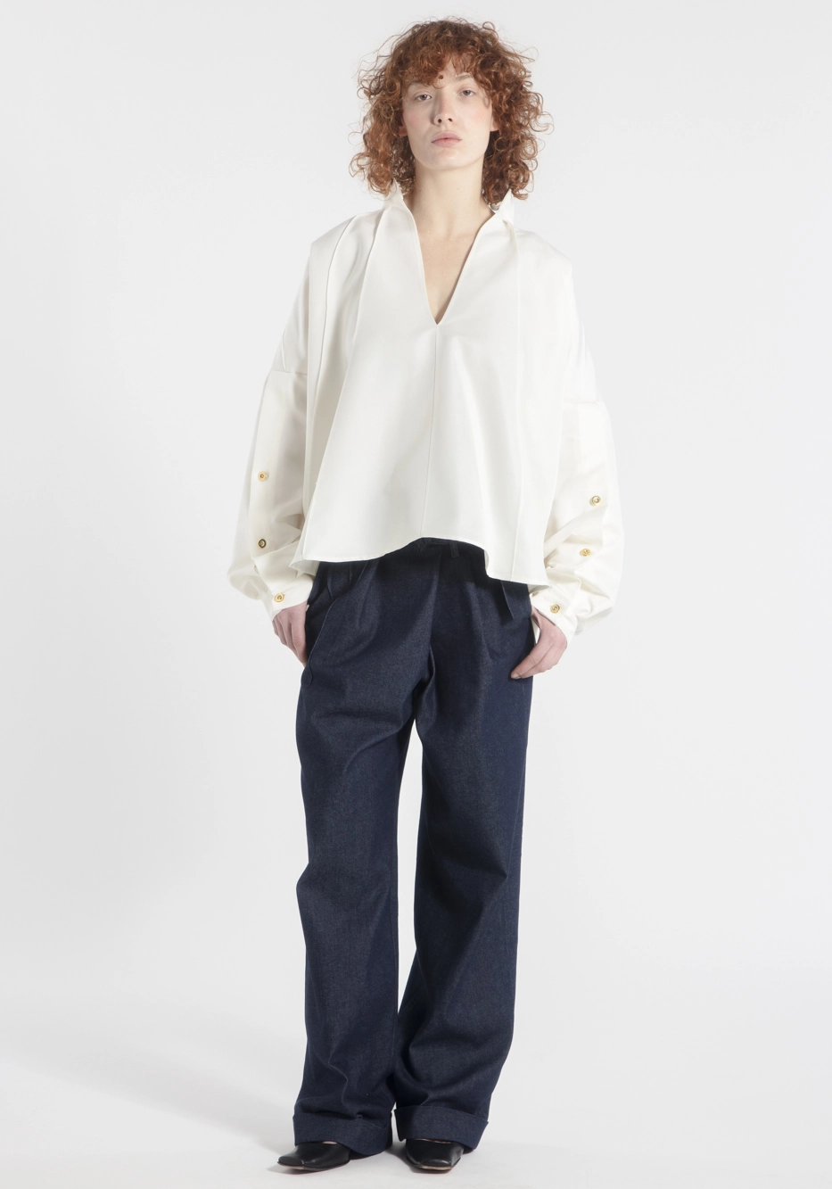 blouse-unisex-oversize-kami-melange-soie-blanc-createur-japonais-face