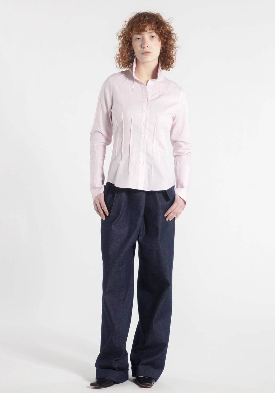 chemise-unisexe-momoto-createur-japonais-coton-oxford-rose-face