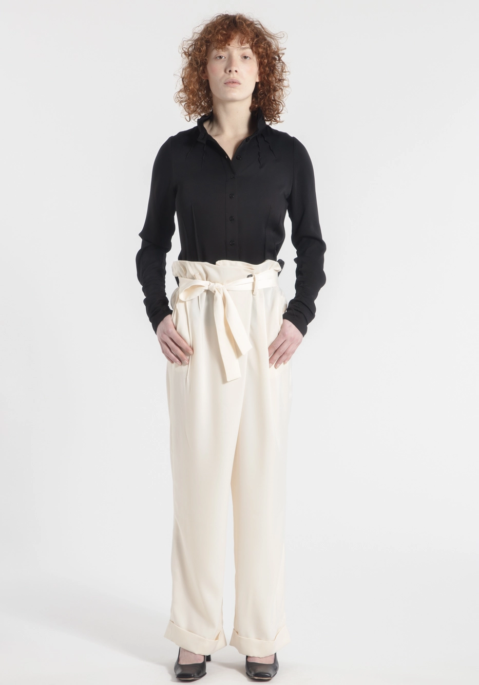 Pantalon large creme shops