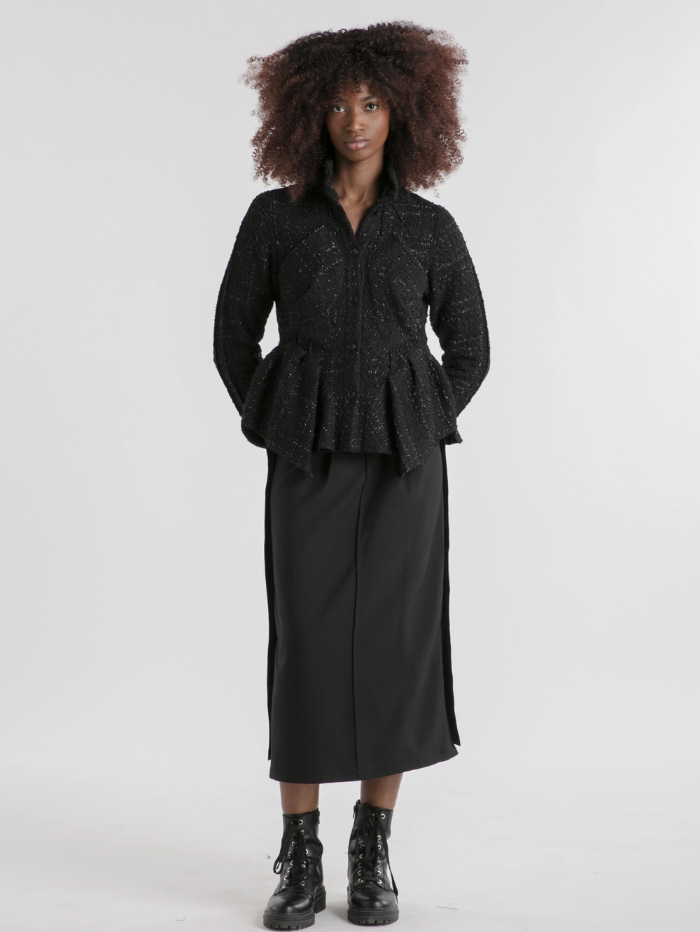 veste_hoshi_tweed_noir_createur_japonais_okada_paris_devant