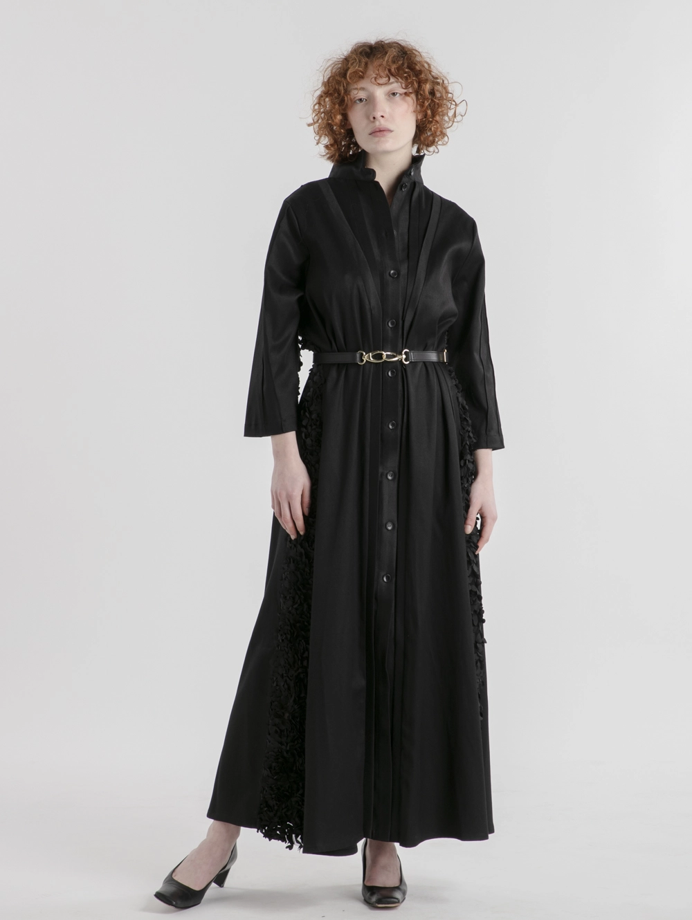 manteau-trench-femme-mononoke-createur-japonais-gabardine-coton-noir-fleur-3D-face