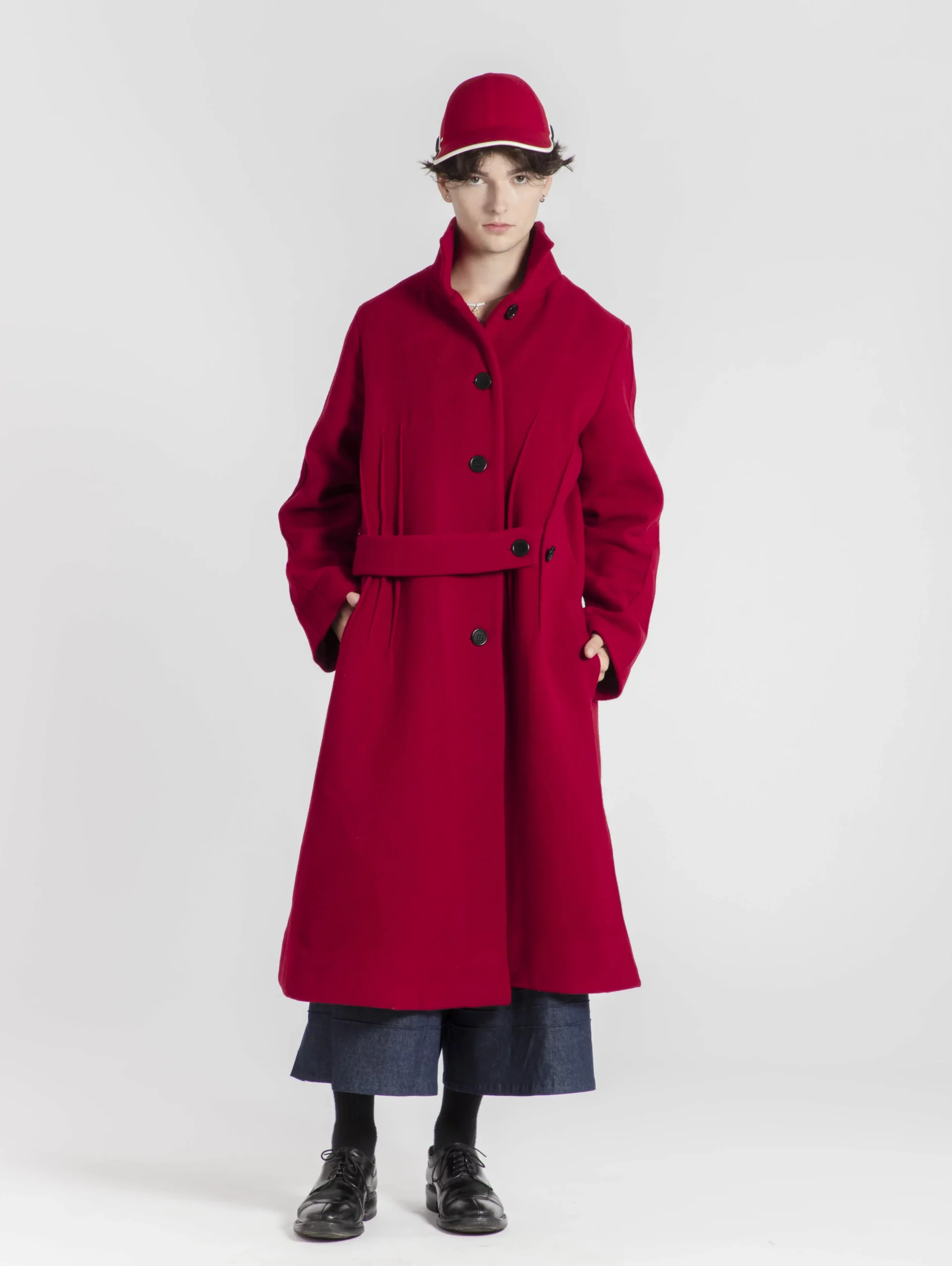 manteau-unisex-naname-createur-japonais-laine-rouge-double-face