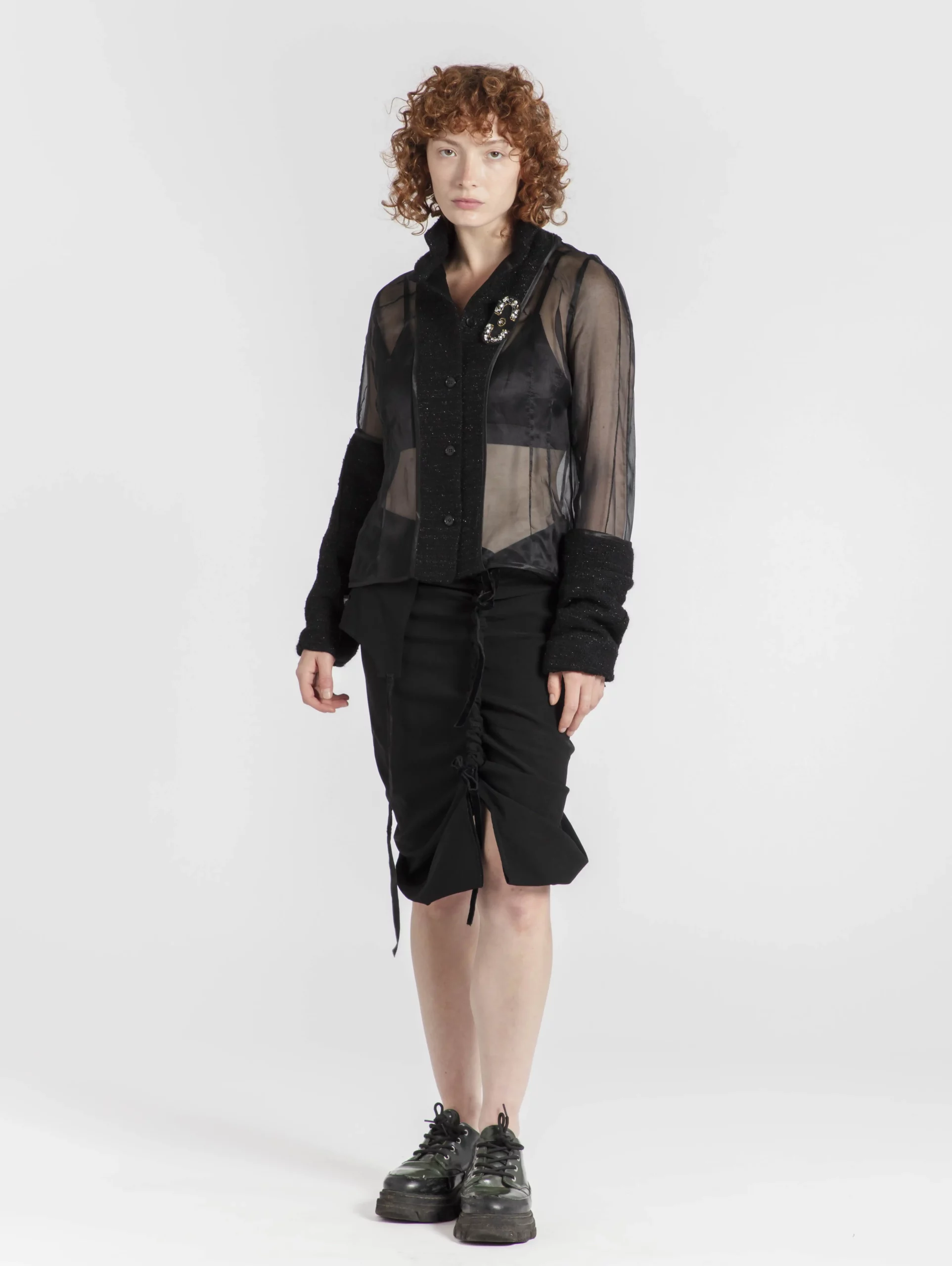 veste-femme-morito-bi-matiere-transparent-createur-japonais-organza-tweed-noir-face