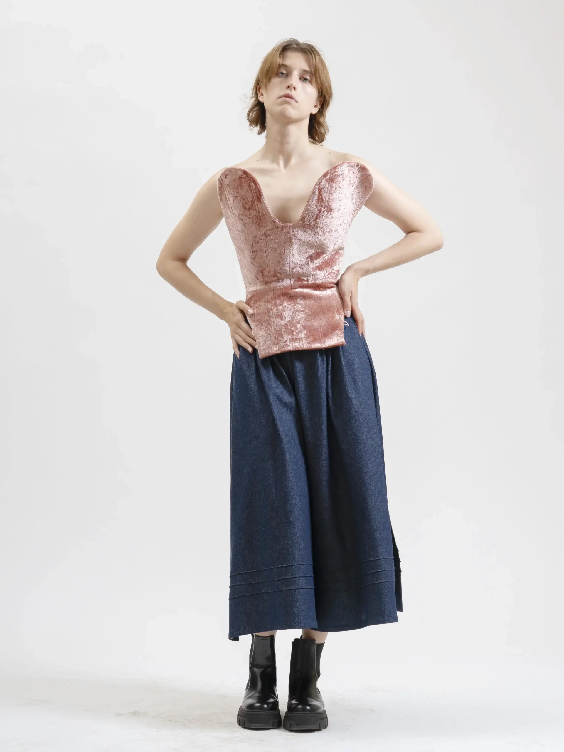 Corset Velour rose-new